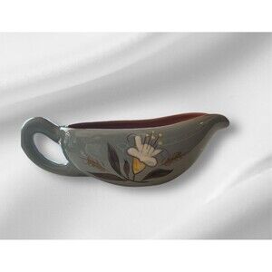 VTG Stangl Pottery Golden Harvest Gravy Boat Gray White Lily Floral Mid Century